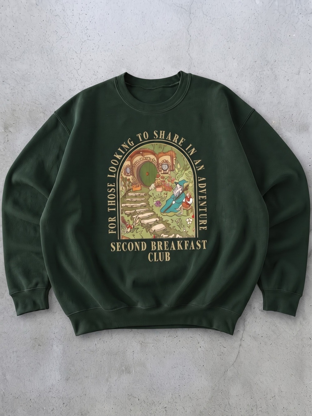 Second Breakfast Club Graphic Crewneck
Sweatshirt Cozy Fantasy Adventure Bookish